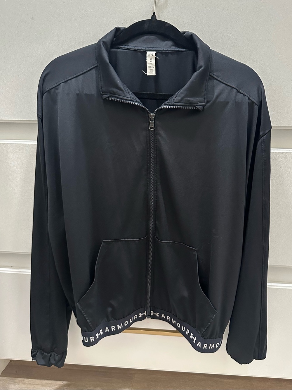 Under Armour Black Zip-Up Athletic Jacket with Logo Hem
